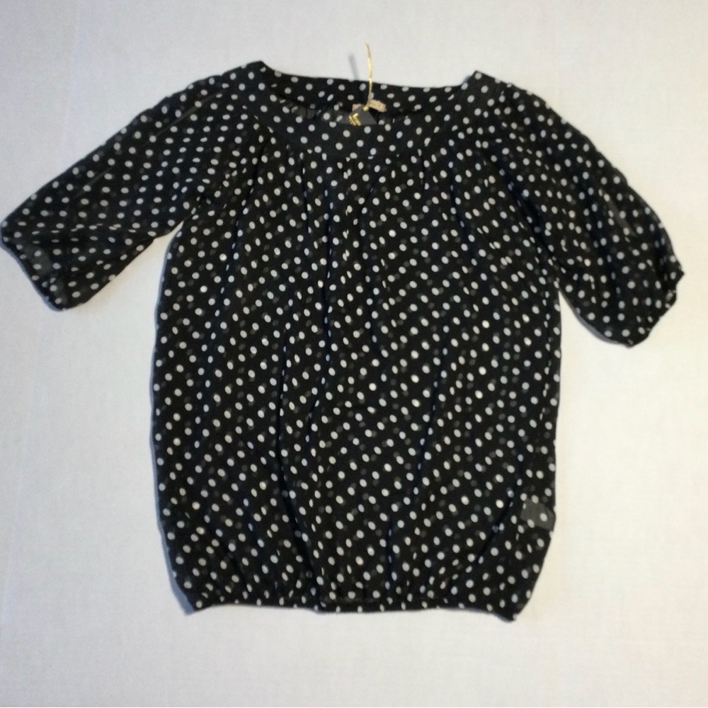 Francesca’s  NWT Womens Size Small Black Polka Dot Blouse